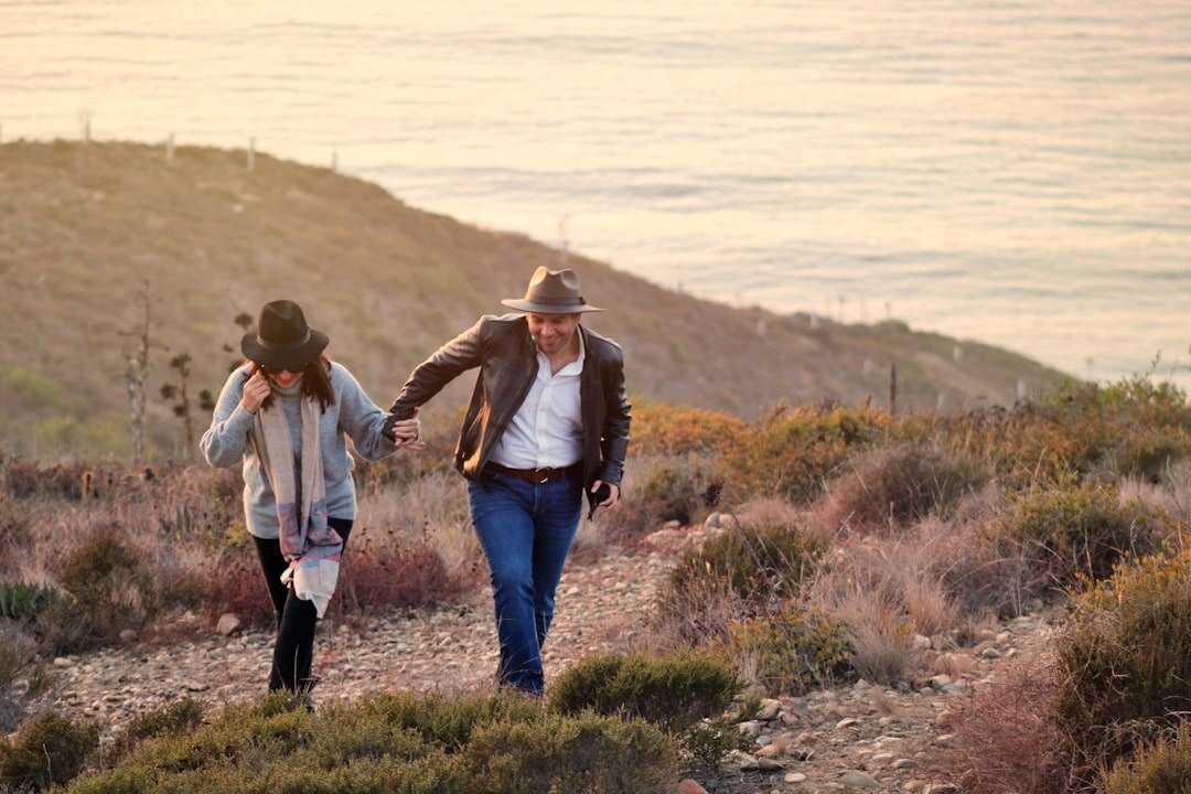 elderly people walking in nature