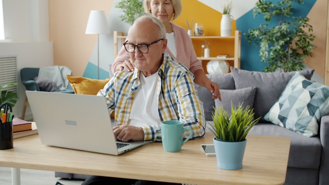 senior couple discussing finances