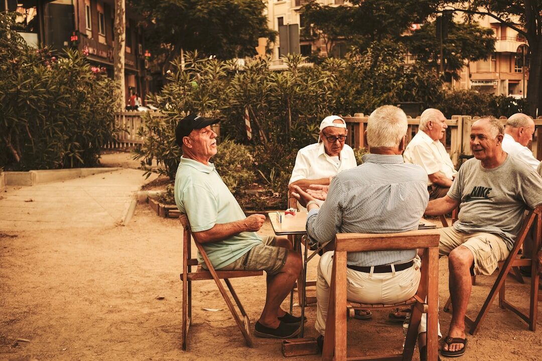 retired friends in conversation