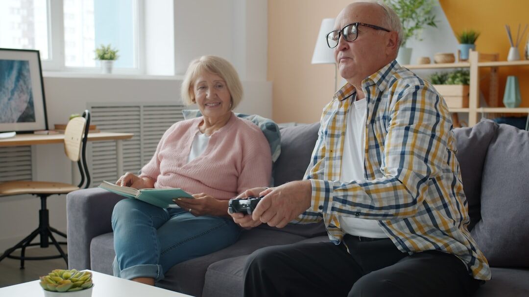 senior couple discussing finances